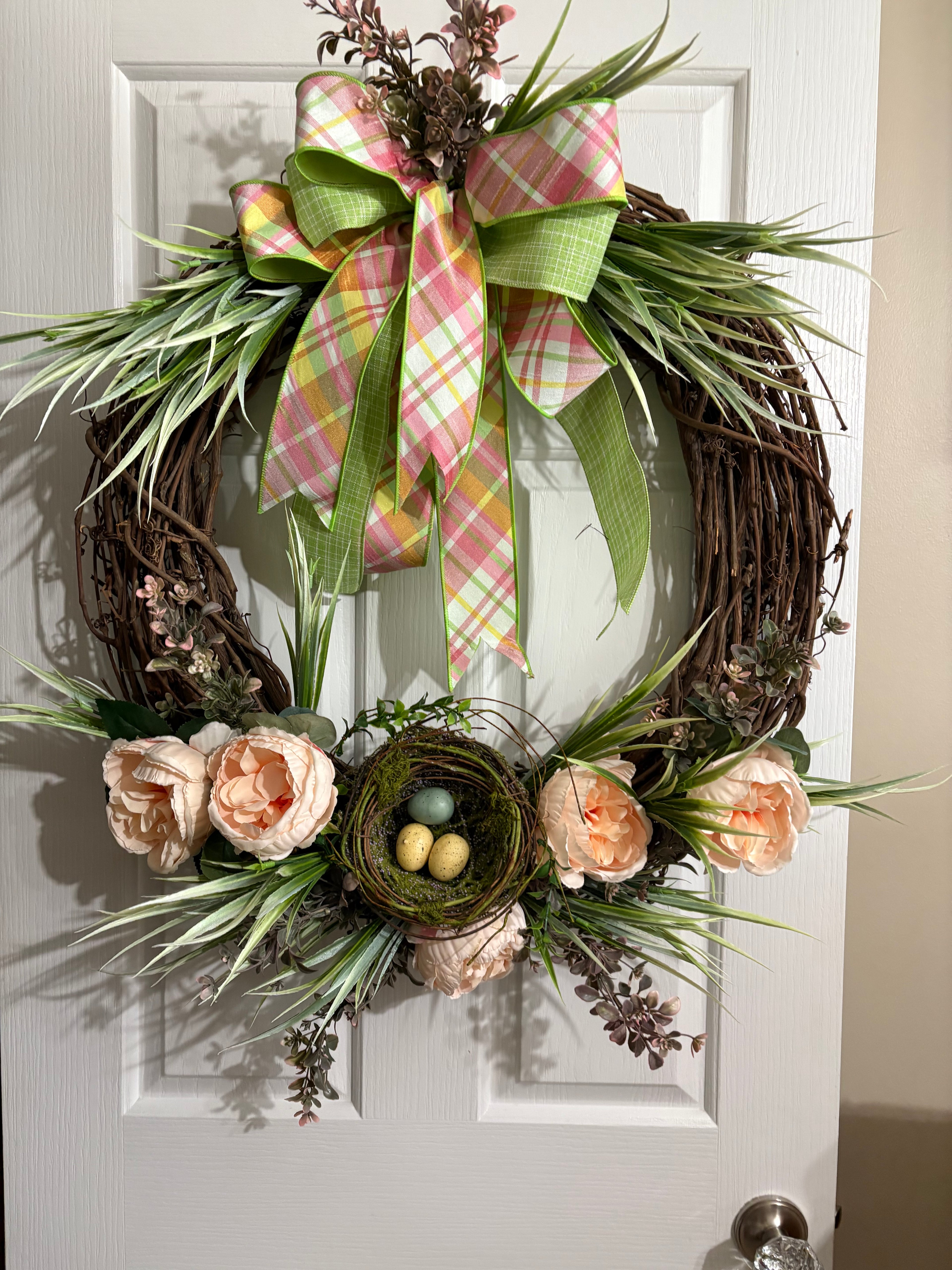 Spring Grapevine Wreath with birds nest