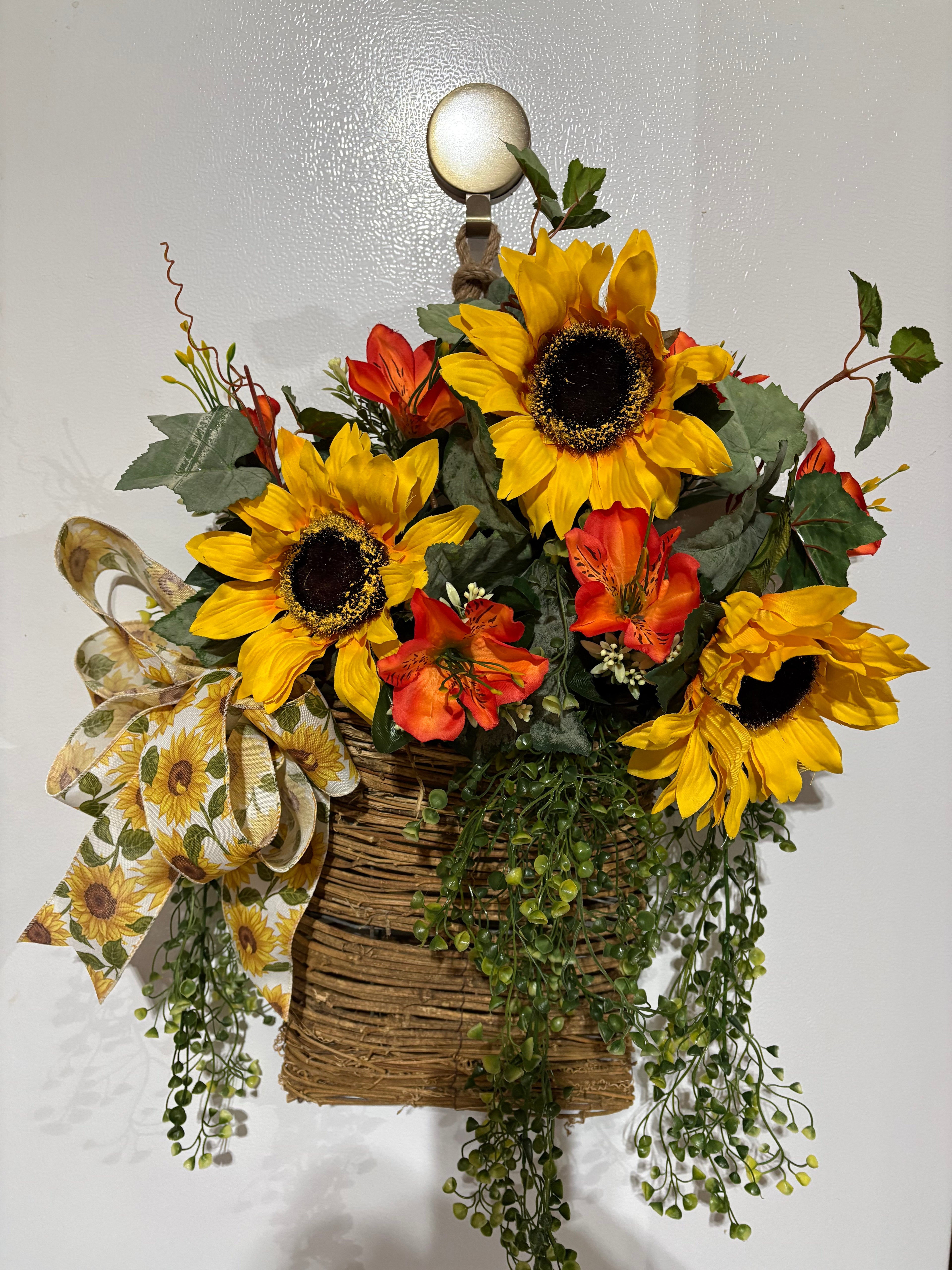 Basket of Sunflowers door hanger